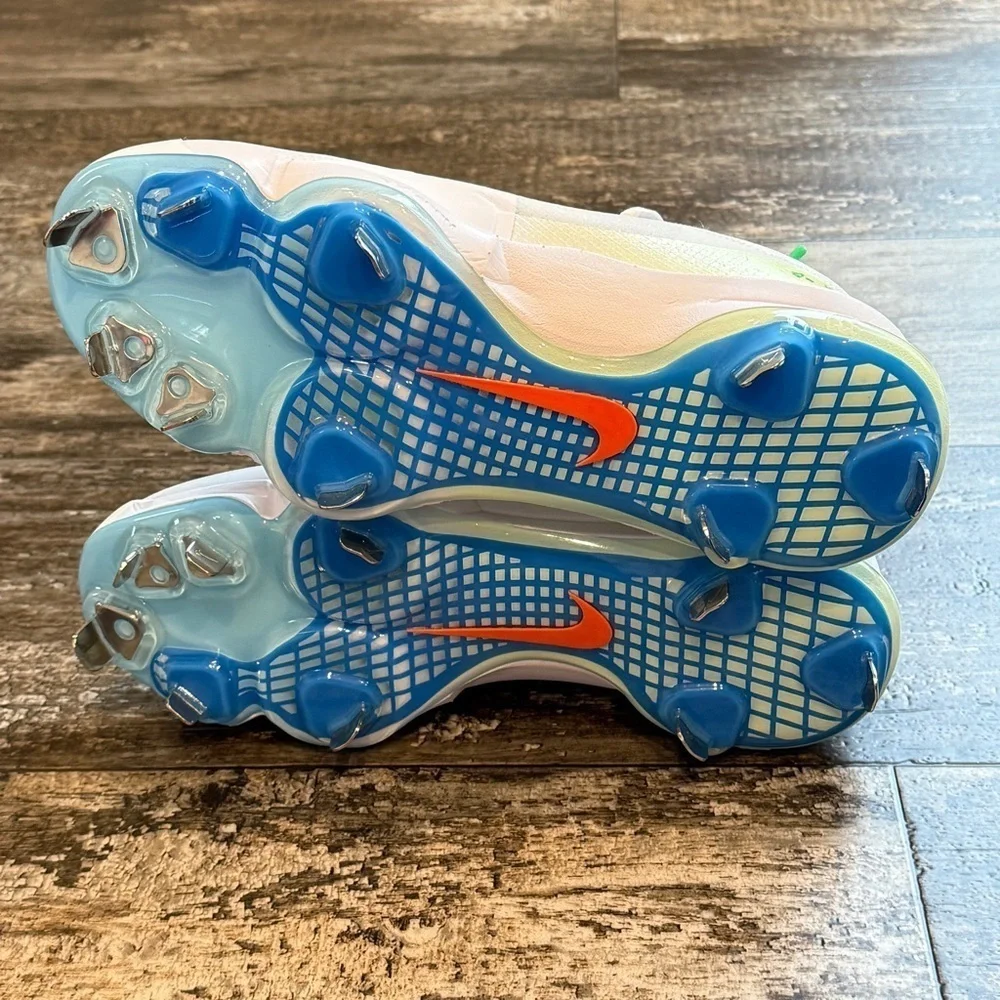 Nike Force Trout 9 Pro Cleats White Volt Aquarius Blue Men Size 7 FQ7941-100 NEW